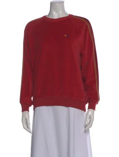 Pre-owned Aviator Nation Velour Crew Neck Sweatshirt In Red