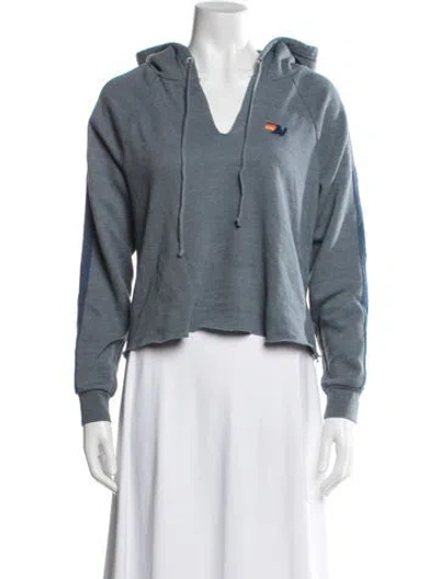 Pre-owned Aviator Nation V-neck Long Sleeve Hoodie In Blue