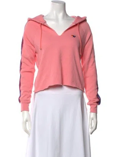 Pre-owned Aviator Nation V-neck Long Sleeve Hoodie In Pink