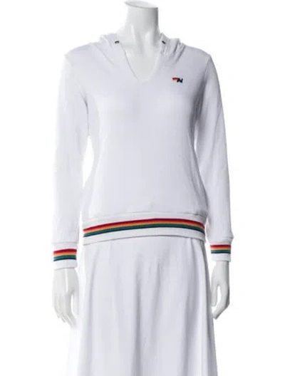 Pre-owned Aviator Nation V-neck Long Sleeve Hoodie In White