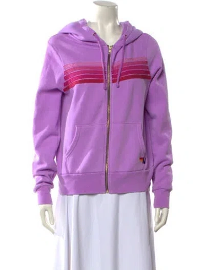 Pre-owned Aviator Nation V-neck Long Sleeve Sweatshirt In Purple