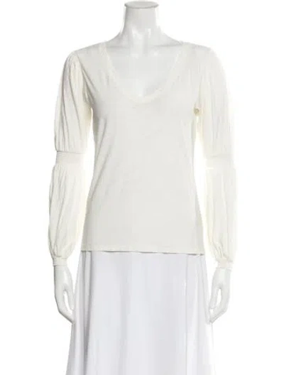 Pre-owned Aviator Nation V-neck Long Sleeve Top In White