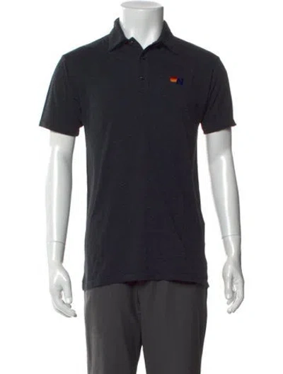 Pre-owned Aviator Nation V-neck Short Sleeve Polo Shirt In Black
