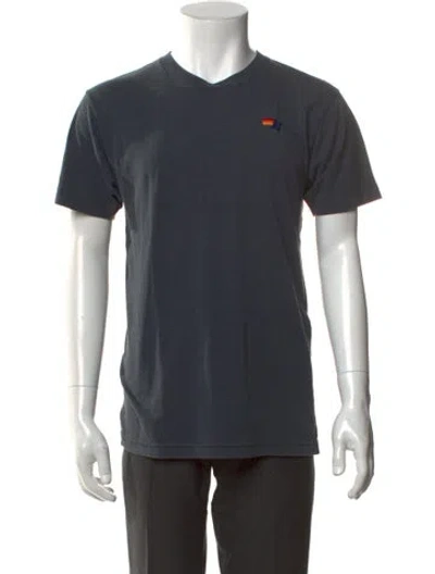 Pre-owned Aviator Nation V-neck Short Sleeve T-shirt In Blue