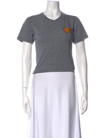 Pre-owned Aviator Nation V-neck Short Sleeve T-shirt In Gray