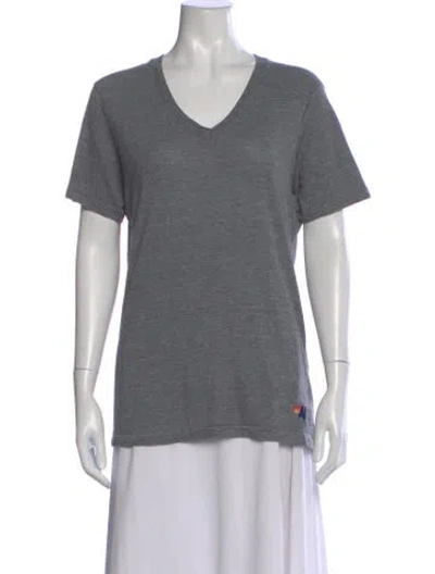 Pre-owned Aviator Nation V-neck Short Sleeve T-shirt In Gray