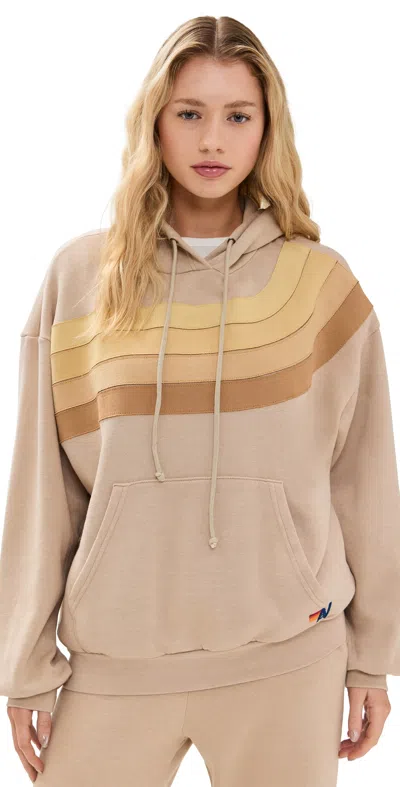 Aviator Nation Wave Stripe 4 Relaxed Pullover Hoodie Sand/sand