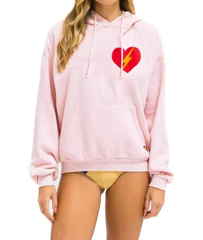 Aviator Nation Women's Bolt Heart Pullover Relaxed Hoodie In Light Pink