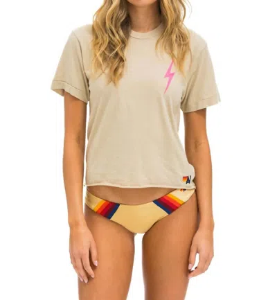 Aviator Nation Women's Bolt Two Boyfriend Top In Sand Neon Pink