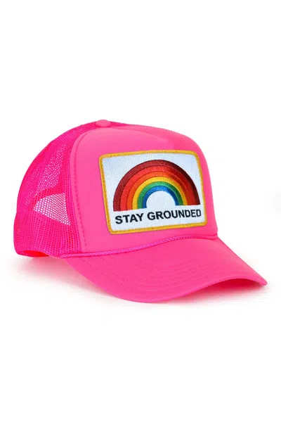 Aviator Nation Women's Stay Grounded Vintage Low Rise Trucker Hat In Neon Pink