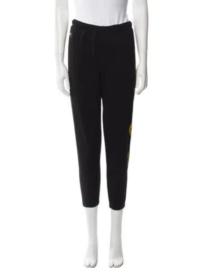 Pre-owned Aviator Nation Wool Embroidered Accent Sweatpants In Black