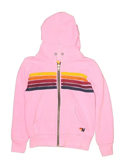Pre-owned Aviator Nation Kids' Zip Up Hoodie In Pink