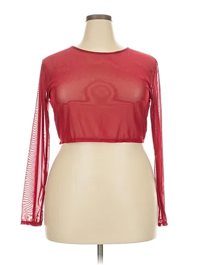Pre-owned Avidlove Long Sleeve Top Red Keyhole Neckline Tops