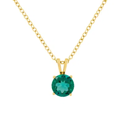 Avir New York Women's Green Solid Yellow Gold Lab Grown Emerald Necklace One Carat Total Weight With Adjustable Ne