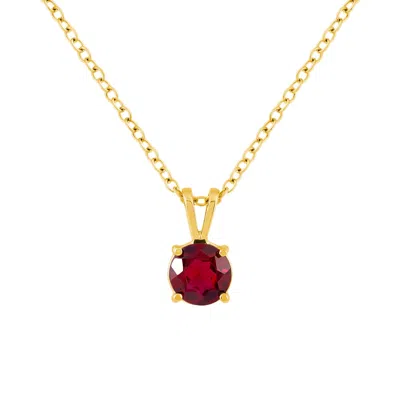 Avir New York Women's Red Solid Yellow Gold Lab Grown Ruby Necklace One Carat Total Weight With Adjustable Necklac