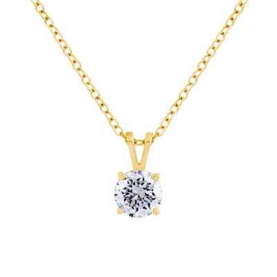 Avir New York Women's White Solid Yellow Gold Lab Grown Diamond Necklace One Carat Total Weight With Adjustable Ne