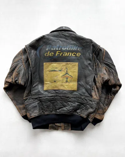 Pre-owned Avirex 1980s  'patrouille De France' Type G-1 Leather Jacket In Brown