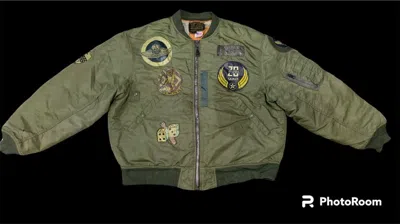 Pre-owned Avirex 90's  Ma-1 7 Patches Bomber Jacket Distressed In Green