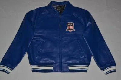 Pre-owned Avirex Authentic  Icon Leather A1 Bomber Jacket Mens Blue Brand All Sizes