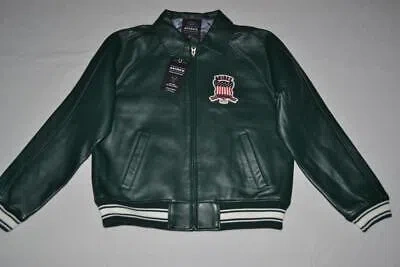 Pre-owned Avirex Authentic  Icon Leather A1 Bomber Jacket Mens Hunter Green All Sizes