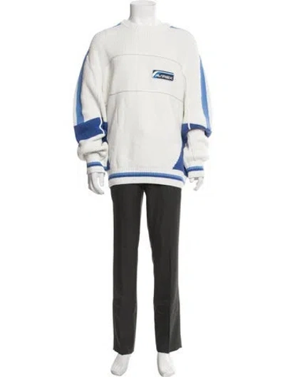 Pre-owned Avirex Colorblock Pattern Crew Neck Pullover W/ Tags In White