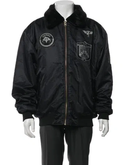 Pre-owned Avirex Graphic Print Bomber Jacket In Black
