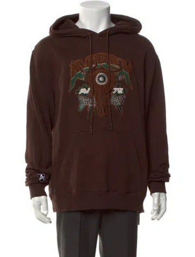 Pre-owned Avirex Graphic Print Crew Neck Hoodie In Brown