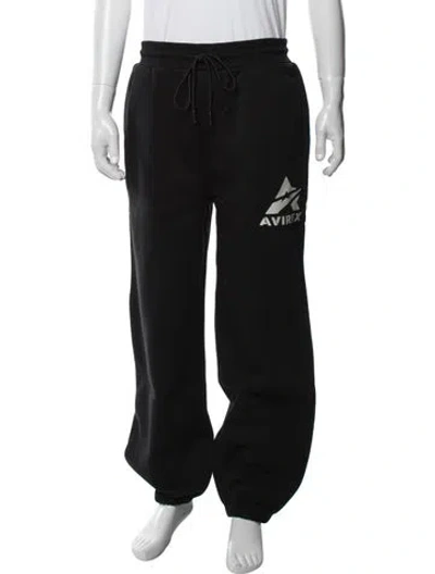 Pre-owned Avirex Graphic Print Lounge Bottoms W/ Tags In Black
