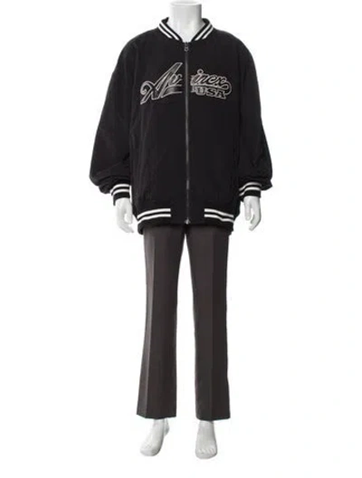 Pre-owned Avirex Graphic Print Varsity Jacket In Black