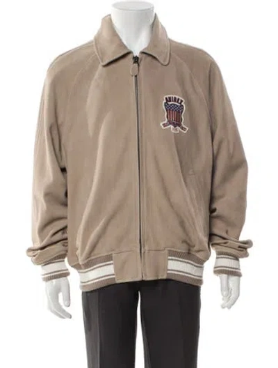 Pre-owned Avirex 'icon' Lamb Leather Bomber Jacket W/ Tags In Neutral