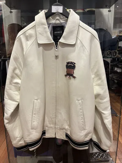 Pre-owned Avirex Icon Leather Jacket In White