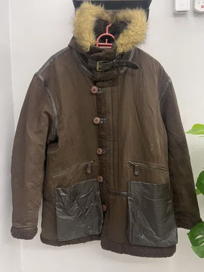 Pre-owned Avirex J.k Members Arctic Flight Parka Military Shearling Jacket In Brown