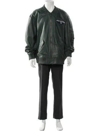 Pre-owned Avirex Lamb Leather Bomber Jacket W/ Tags In Green