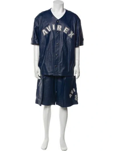 Pre-owned Avirex Lamb Leather Jacket In Blue