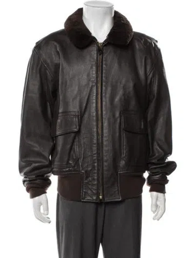 Pre-owned Avirex Leather Bomber Jacket In Brown