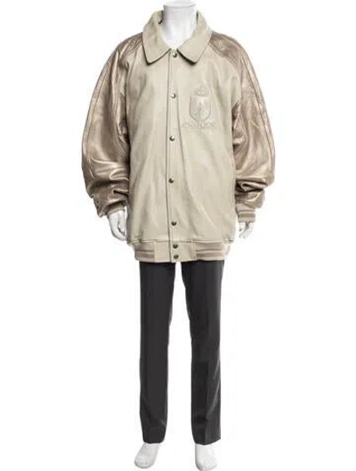 Pre-owned Avirex Leather Varsity Jacket In Neutrals