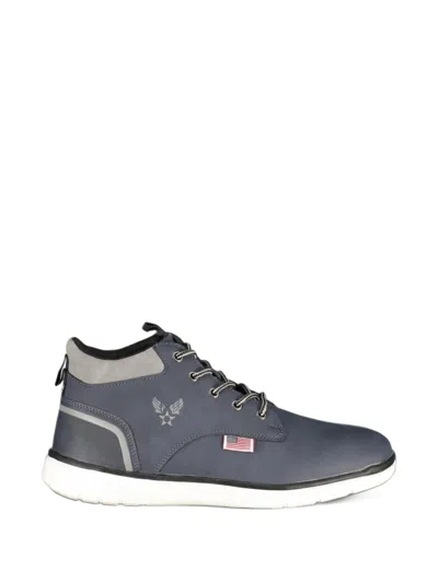 Avirex Logo-patch Lace-up Ankle Boots In Blue