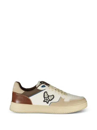 Avirex Logo-patch Panelled Sneakers In Animal Print