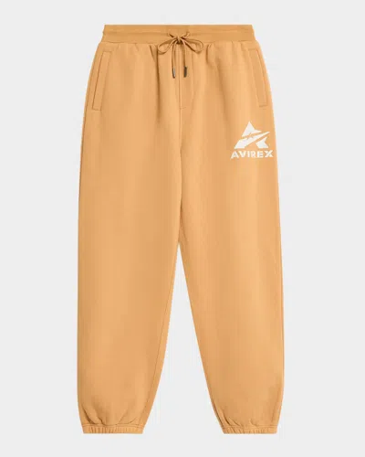 Avirex Men & Apos;s Big A Cotton Fleece Drawstring Jogger Pants In Neutral