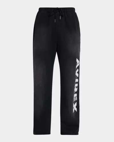 Avirex Men & Apos;s Distress Icon Fleece Drawstring Pants In Black
