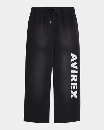 Avirex Men & Apos;s Distressed Icon Fleece Drawstring Pants In Black