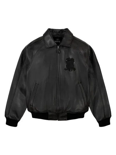 Avirex Men's Black Icon Leather Bomber Jacket
