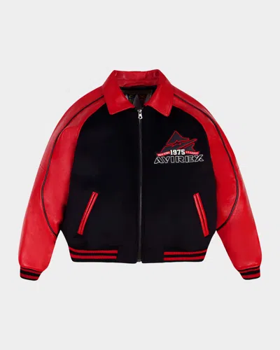Avirex Men's Classic Wool Leather Varsity Jacket In Multi