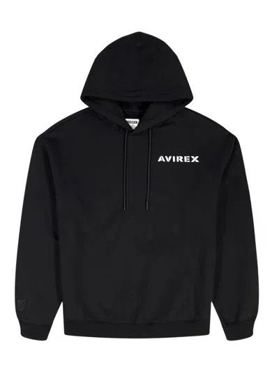 Avirex Men's Core Stacked Logo Hoodie In Black