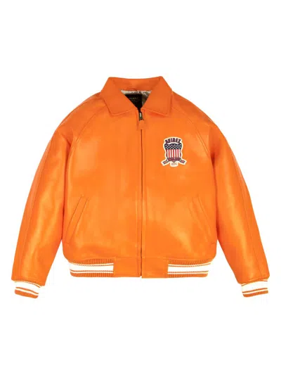 Avirex Men's Fashion Icon Leather Bomber Jacket In Orange
