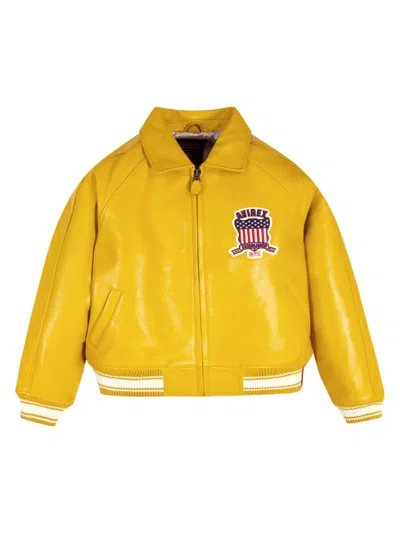 Avirex Men's Fashion Icon Leather Bomber Jacket In Yellow