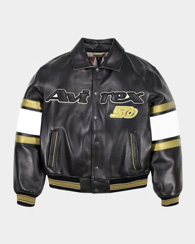 Avirex Men's Gold Anniversary Legend Bomber Jacket In Black