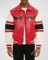Avirex Men's Legend Colorblock Leather Bomber Jacket In Salvage Red