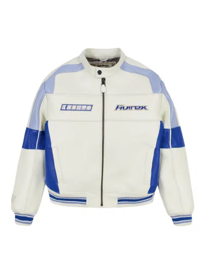 Avirex Men's Off-shore Leather Racing Jacket In Multi
