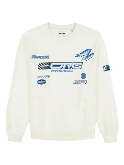 Avirex Men's Offshore Racing Logo Cotton Sweatshirt In White